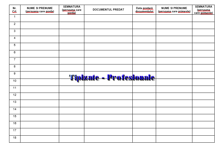 Registru Predare Primire Documente - 50 file A4 